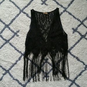 Pacsun Black Fringe Vest